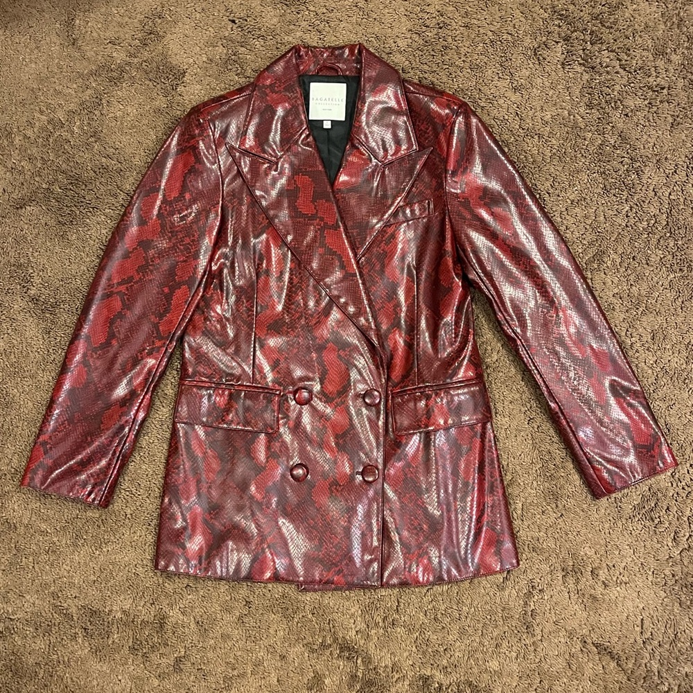Bagatelle Vegan Leather Snake Print Blazer